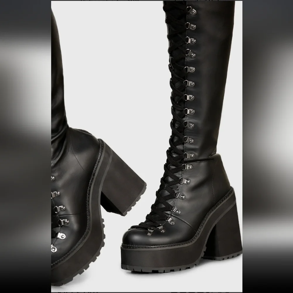 Killstar Black Platform Lace-Up Boots - Picture 4 of 4